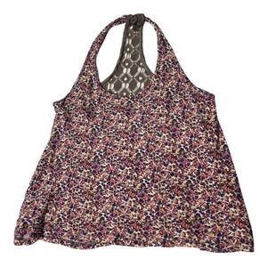PAPAYA Floral Print Lace Racerback Tank/Cami Top-S